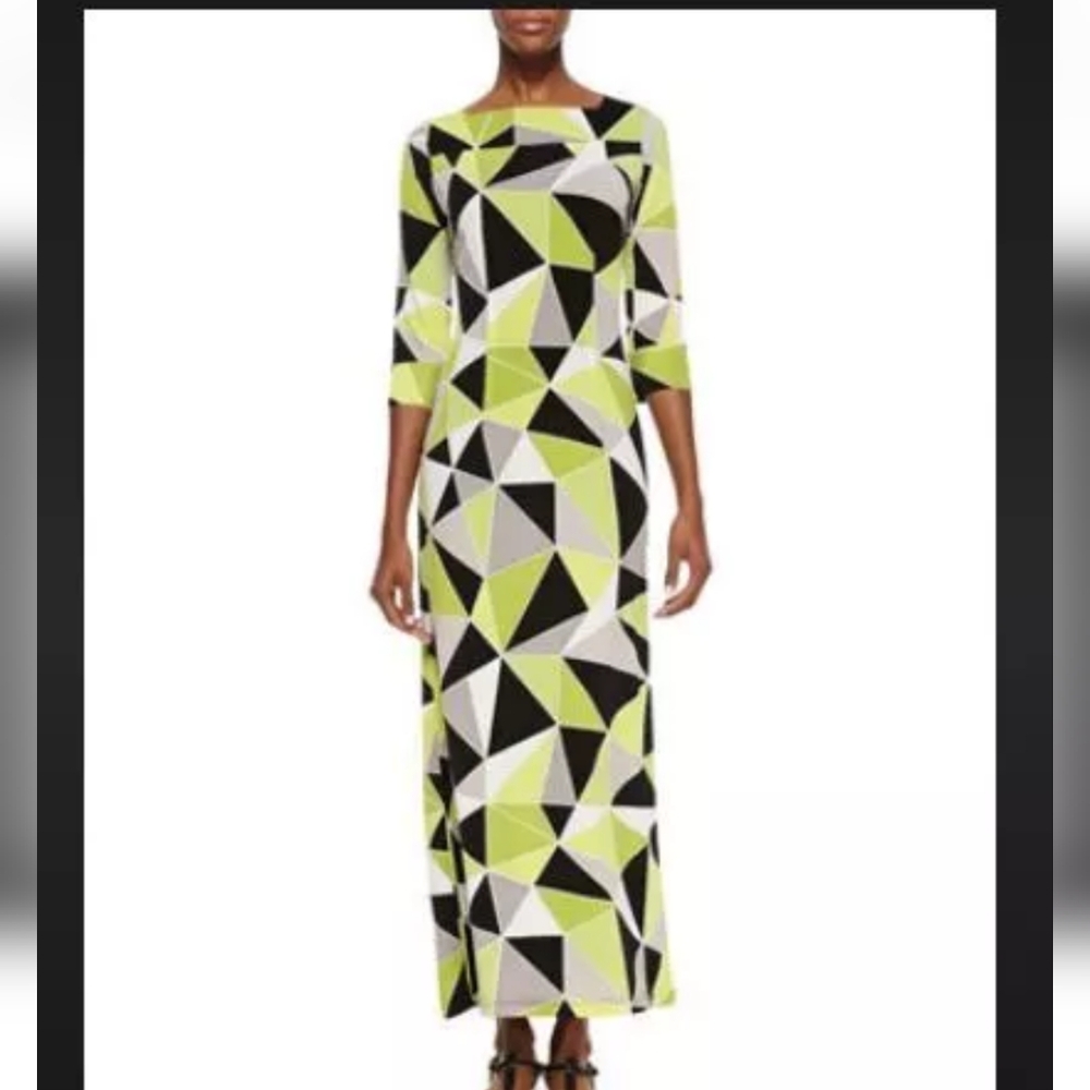 Melissa Masse Maxi Dress Geometric Kaleidoscope Long Modest Multi Color 2X